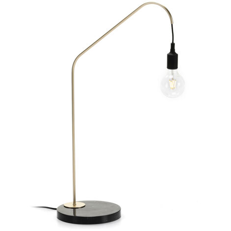 Lampe de Table 35x25x58 Marbre Noir/Métal Doré