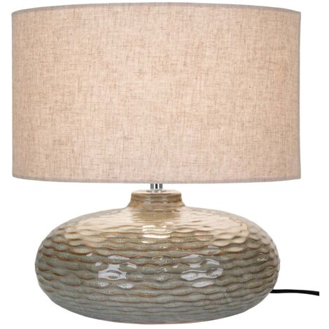 Lampe de table 36x36x44 cm en tissu et céramique vert olive