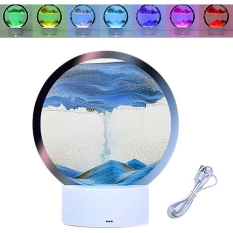 Lampe de Table - 3D - Sablier LED - 7 Couleurs - Verre Rond - Tactile