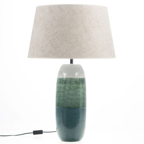 Lampe de table 40x50x80 cm en céramique verte et abat-jour beige