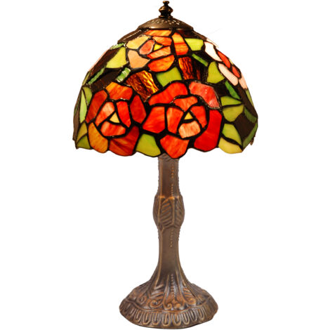 Lampe de table à base de forme avec abat-jour Tiffany diamètre 20 cm Série New York