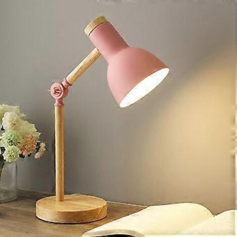 Lampe de table à bras articulés flexibles, structure en bois naturel avec peinture résistante au fer, idéale pour couloir, chambre, salle de bain, balcon ou bureau.