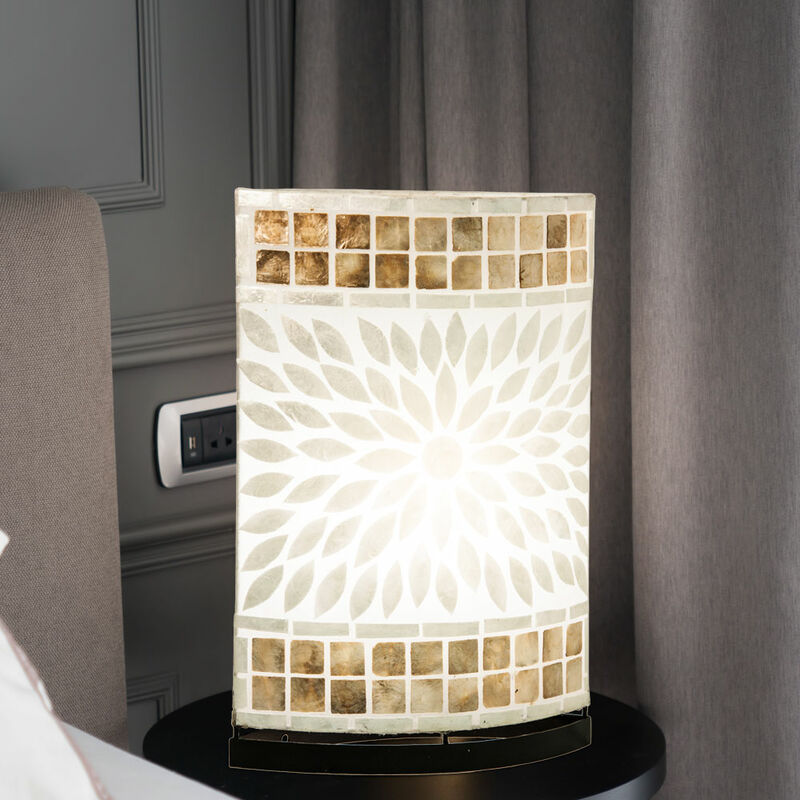 Etc-shop - Lampe de table salon chambre interrupteur lecture éclairage coquille mosaïque dans un ensemble comprenant des ampoules LED