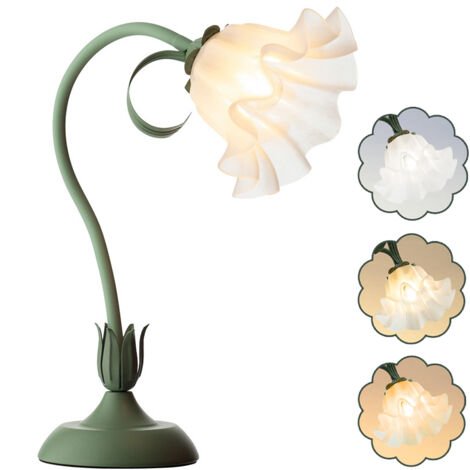Lampe de table à fleurs, lampe de lecture LED, veilleuse à fleurs vintage, 3 modes de couleurs, lampes de chevet avec ampoule