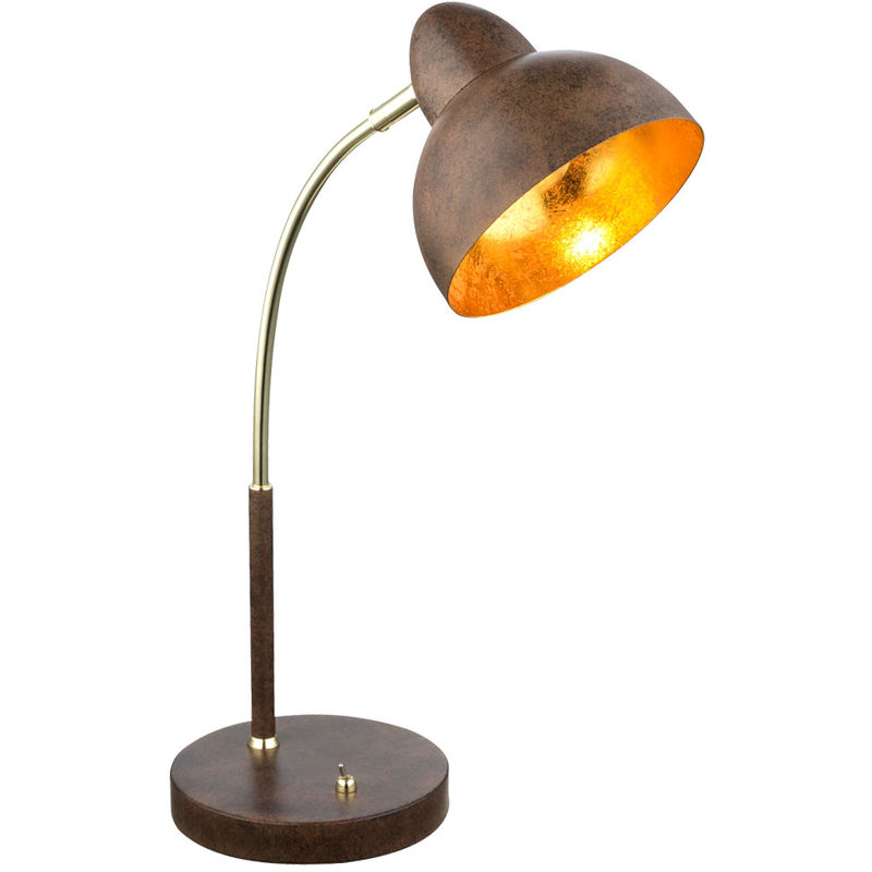 Lampe de table rétro télécommande lampe de lecture rouille or dimmable dans un ensemble comprenant des ampoules LED RVB