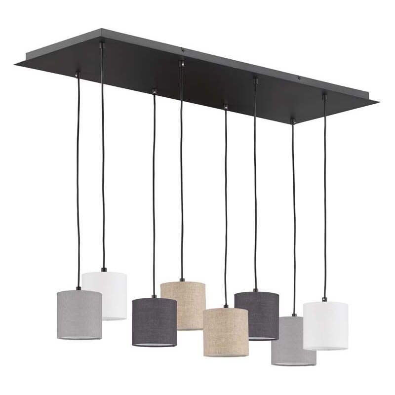 Fischer&honsel - Lampe de table à manger suspension lampe suspendue 8 flammes lampe de salon en lin l 115 cm Fischer&honsel - Lampe de table à manger suspension lampe suspendue 8 flammes lampe de salon en lin l 115 cm