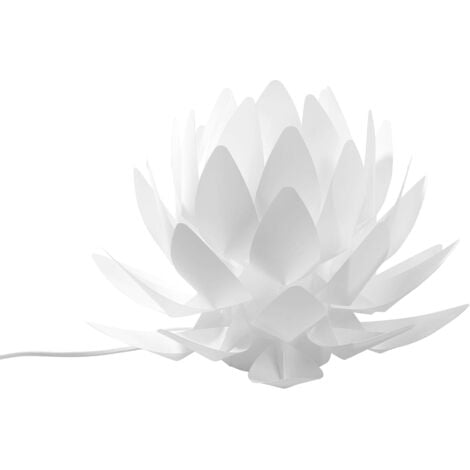 Lampe de Table à Poser Design en Forme d'Artichaut en Plastique Blanc E14 Max. 0W Éclairage Déco Tendance pour Salon ou Chambre Moderne Beliani