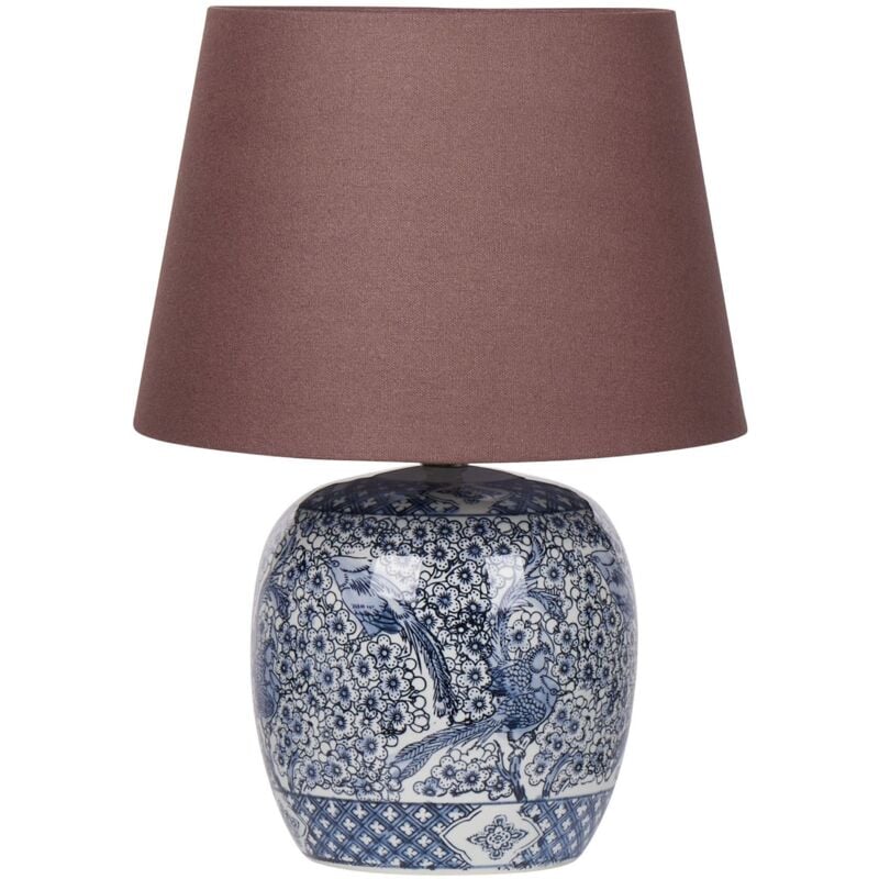 Beliani - Lampe de Table à Poser en Porcelaine Blanc et Bleu Peint à la Main 53 cm Neira