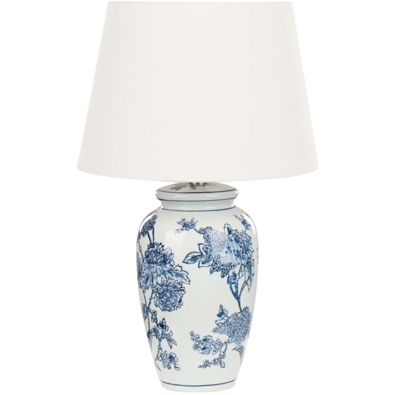 Beliani - Lampe de Table à Poser en Porcelaine Blanc et Bleu Peint à la Main 55 cm Beluso Beliani - Lampe de Table à Poser en Porcelaine Blanc et Bleu Peint à la Main 55 cm Beluso