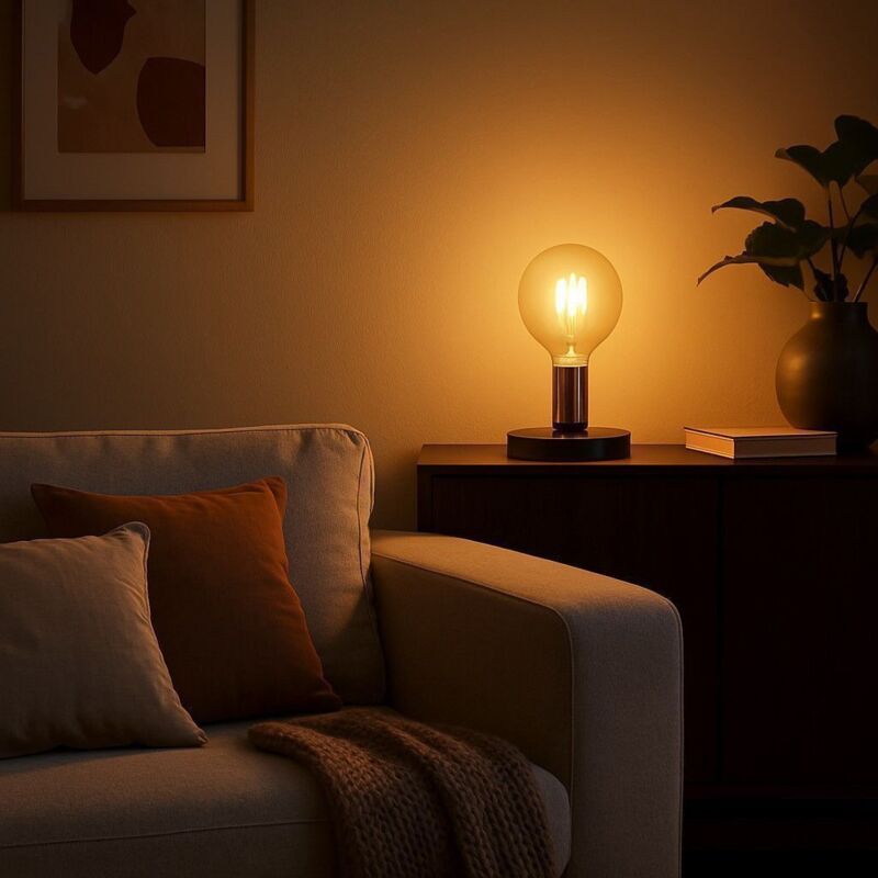 Lampe de table à poser KARL E27 Aspect cuivre et noir avec câble et interupteur Lampe de table à poser KARL E27 Aspect cuivre et noir avec câble et interupteur