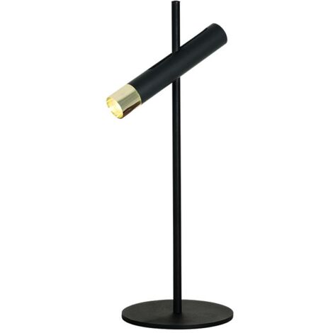 Lampe de Table à Poser LED 4W Noir Sablé et Doré Mat ZAMBELIS - Blanc chaud - 3000K