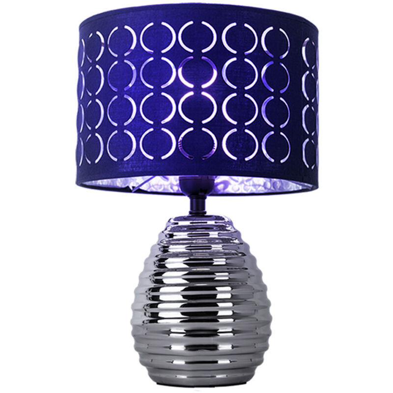 Globo - Lampe de table argent Abat-jour gris Lampe de chevet Abat-jour, télécommande dimmable fonction mémoire, céramique, abat-jour velours, rgb led