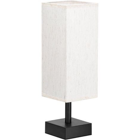 Lampe De Table - Abat-jour En Tissu Carré Beige Sur Base Noire - Pour Chevet Bureau Salon Chambre D'enfant Bureau Étudiant - E26 - 1 Pièce