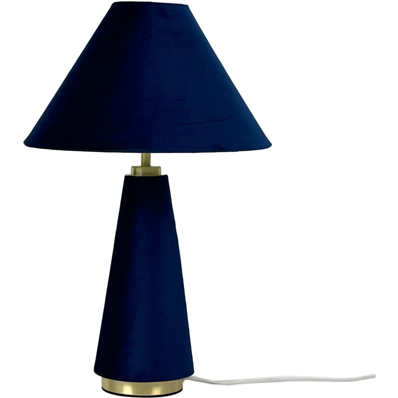 Lampe de table Relaxdays, abat-jour velours & pied métal, E14, H 47 x 30 cm, lampe de chevet, chambre, bleu nuit/doré