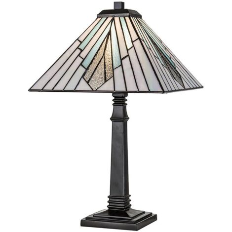 Lampe de table ALDERLEY 1xE27 60W acier vintage bronze, verre artificiel H:50,4cm Ø30,4cm dimmable