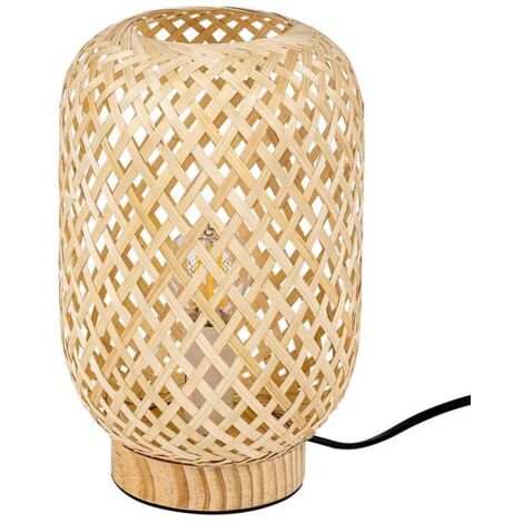 Lampe de table Alinafe Metal / Wood Natural Rotan Natural E14 1 x Max.25W B: 24 cm Ø15.5 cm