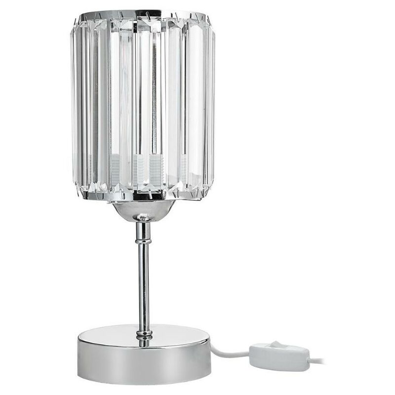 Toscohome - Lampe de table Alis chromée avec abat-jour effet cristal