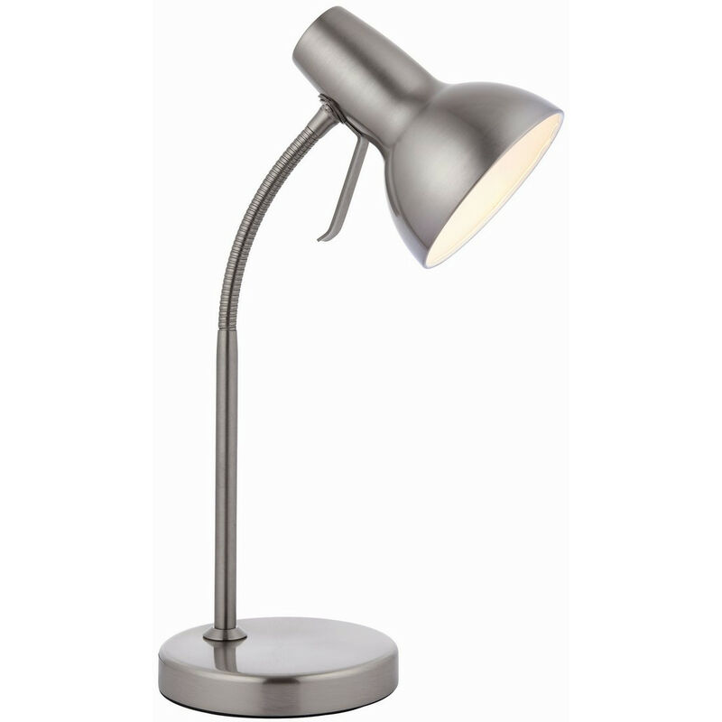 Amalfi - Lampe de table led à 1 lumière, nickel satiné, peinture blanche lustrée, GU10 - Endon