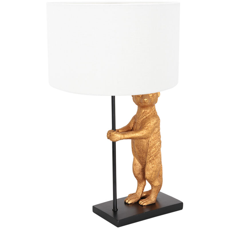 Lampe parapluie lampe de table lampe d'appoint noir textile blanc suricate or