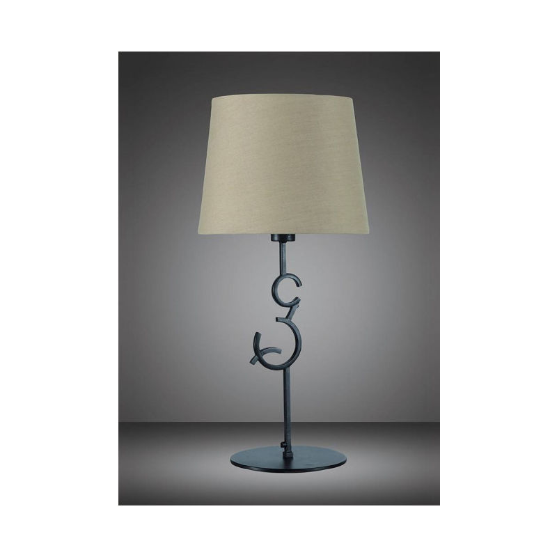 Lampe de Table Argi 1 Ampoule E27 Large avec Abat jour marron oxydé - Beige
