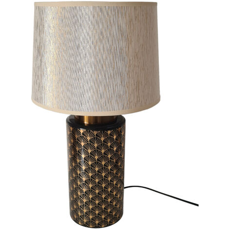 Lampe de table art déco noir et or 49 cm