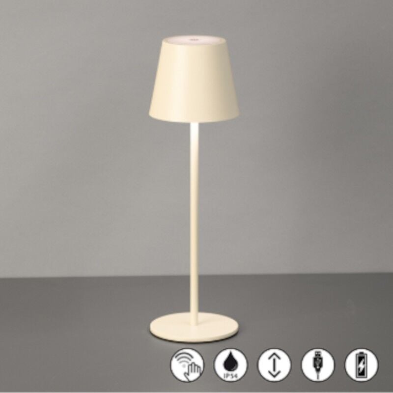 Lampe de table autonome rechargeable beige - Fischer & Honsel - Viletto