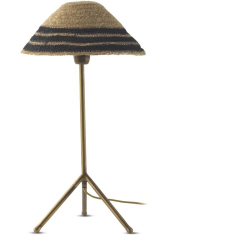 Lampe de table avec abat-jour en fibre naturelle tressée