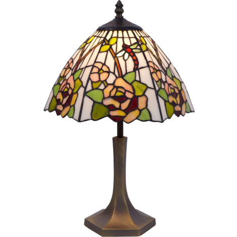 Lampe de Table avec base de forme hexagonale avec abat-jour Tiffany diamètre 30cm Série Compact