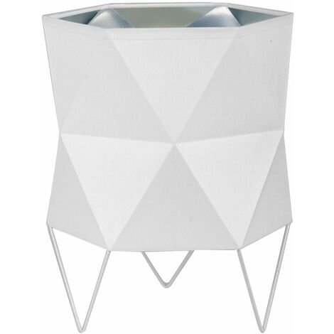 Lampe de Table Blanc Argenté E27 24,5 cm Tissu Métal Trépied Lampe de Table Salon Lampe de Chevet - Blanc, argent