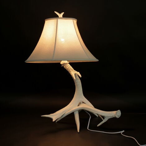 Lampe de table Blanc optique bois de cerf - Blanc