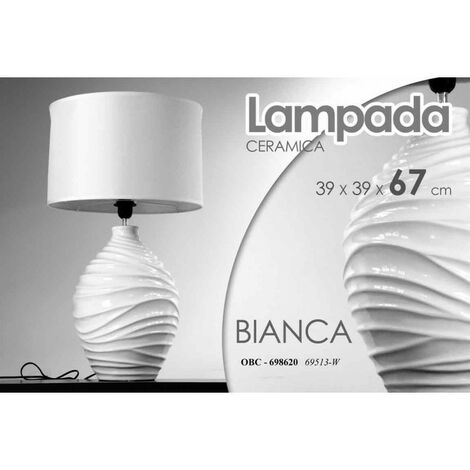 Lampe de table blanche avec lumière en céramique cm 39 x 39 x 67 h