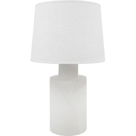 Lampe de table blanche design en verre et tissu style estuco - blanc mat effet estuco