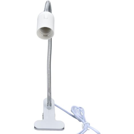 Lampe DE Table Blanche, Support E27 E26 Ampoule à Tête Unique E27 PINCE 360 Degrés Réglable DE Matériau Durable Clamp/Holder 100 à 240 VOIGNE LAMPS BURIS PLIGS L 100 240V (Prise UE)