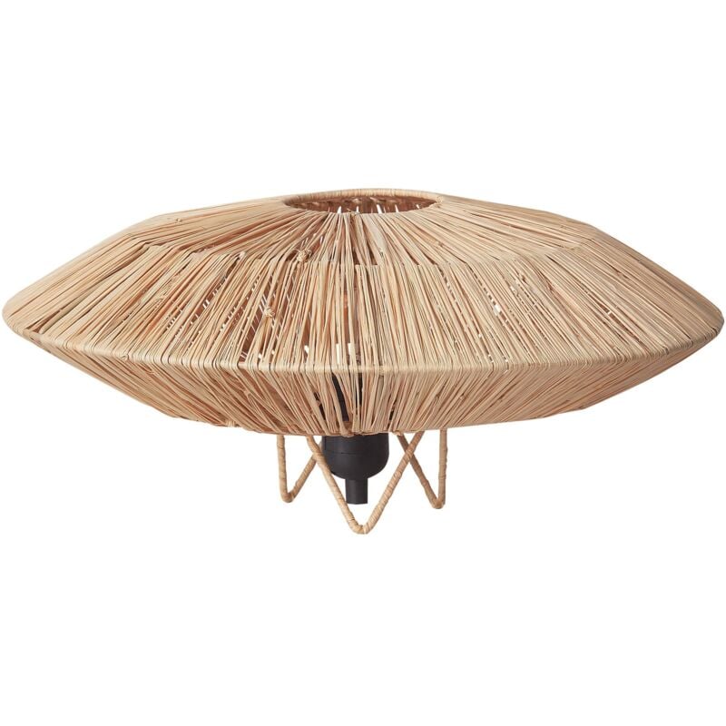 Beliani - Lampe de Table Boho Abat-jour en Paille Naturelle et Base en Métal Mentiri
