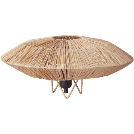 Lampe de Table Boho Abat-jour en Paille Naturelle et Base en Métal Mentiri