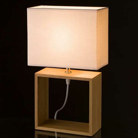 AISKDAN Lampe de chevet rétro en bois et métal, rallonge de 1,8m avec  interrupteur, convient