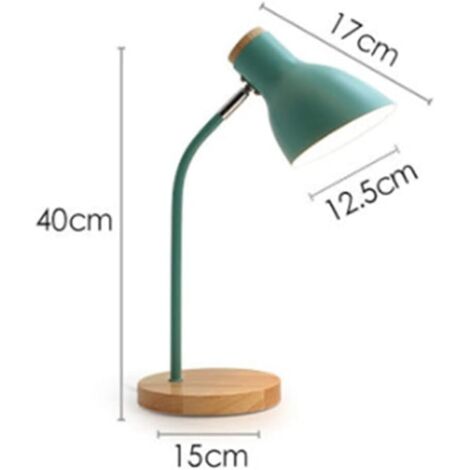 Lampe de Table Bois Jaune E27 Tête Orientable Rétro Bureau Chambre
