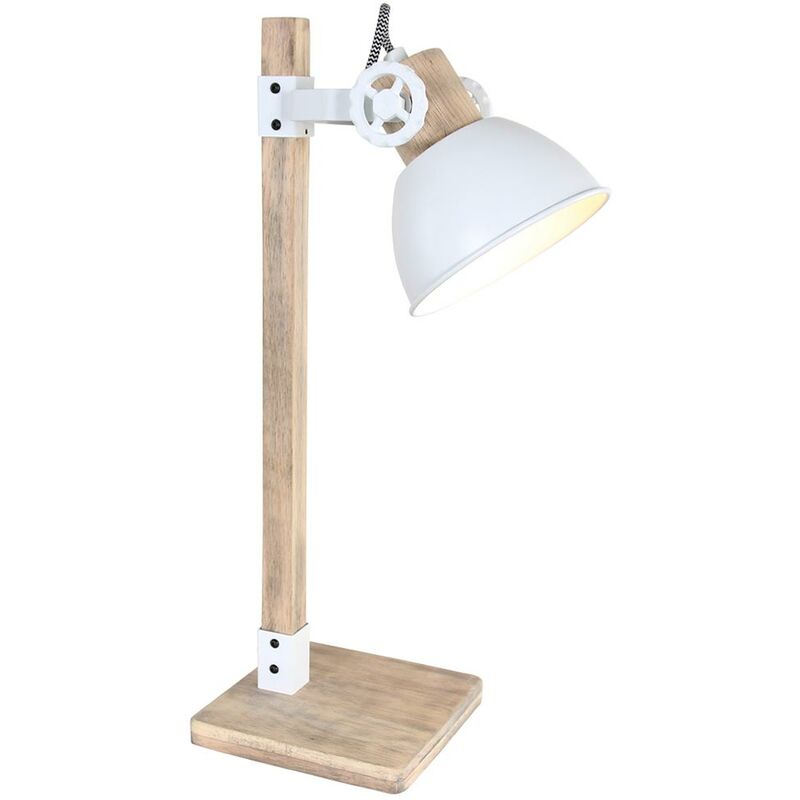 Mexlite - Lampe de table d'écriture vintage lampe de lecture de salon réglable en bois blanc 2665W