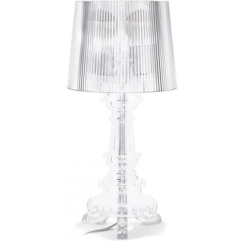 41x29,5x29,5 cm claire//argent Relaxdays Lampe de chevet abat-jour tissu voile boules verre cristal lampe de nuit HxlxP
