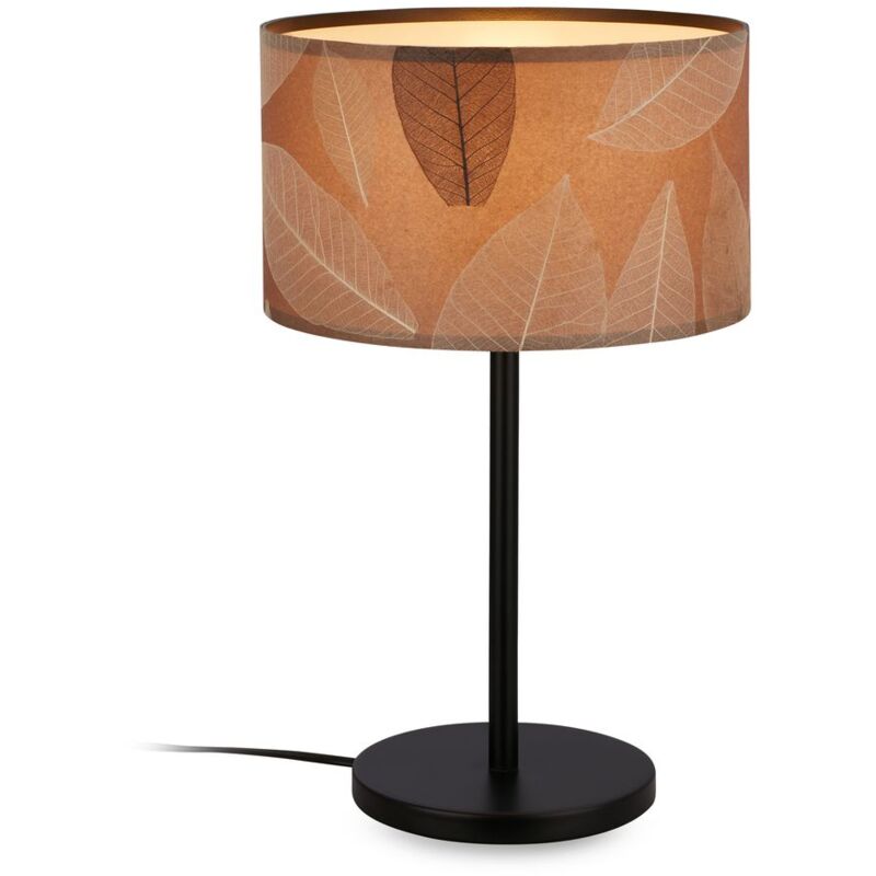 Briloner - Lampe de table Mata, d cor feuilles, interrupteur tirette, style boh me, douille E27, couleur caf , 25 x 41,5 cm