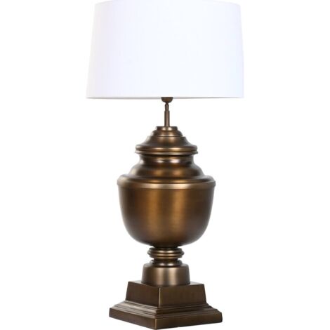 Lampe de table bronze patiné élégance classique et intemporelle - bronze patiné et blanc élégant