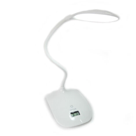 Lampe De Table Bureau 8 Led Rechargeable Lumière Tactile Avec Horloge Articulée