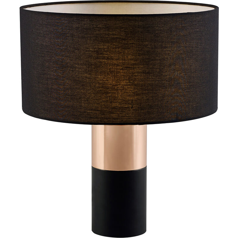 Lampe de table bureau chevet Ayden Teamson Home avec abat-jour noir pied tactile cuivré Teamson Home VN-L00067-EU - Noir