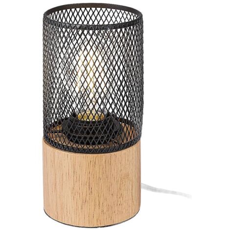 Lampe de table callum métal / bois hêtre noir E27 1 x max.25W b: 19,5 cm Ø9.5cm