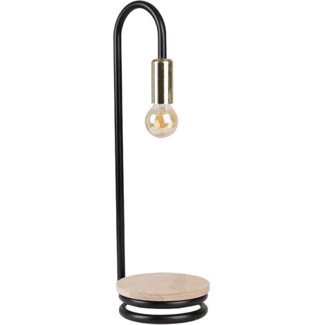 Lampe de table Candellux ABI métal/bois E14 noire 43cm