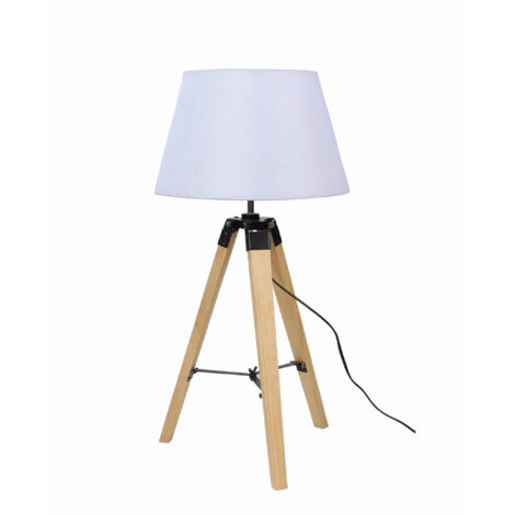 Lampe de table Candellux Lugano bois naturel E27 68 cm
