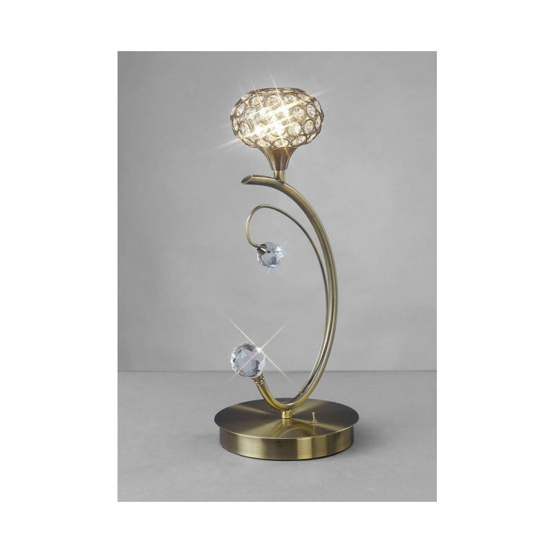 Lampe de Table Cara 1 Ampoule laiton antique/cristal - Laiton