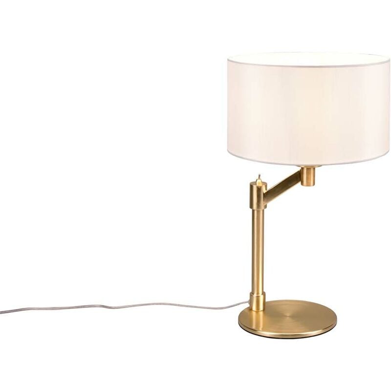 Lampe de table Cassio en métal laiton avec abat-jour blanc H. 48cm