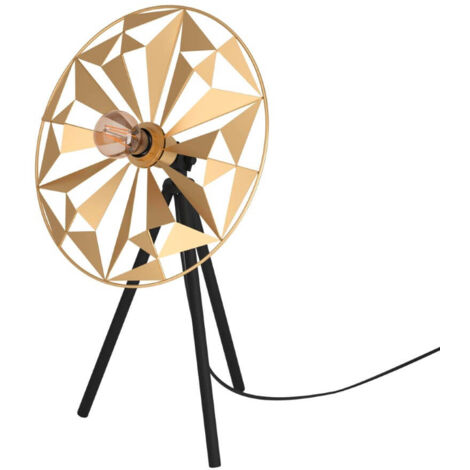Lampe de table Castanuelo Steel Black, or E27 1x40w L: 37 cm B: 27cm H: 57,5 cm avec interrupteur de câble