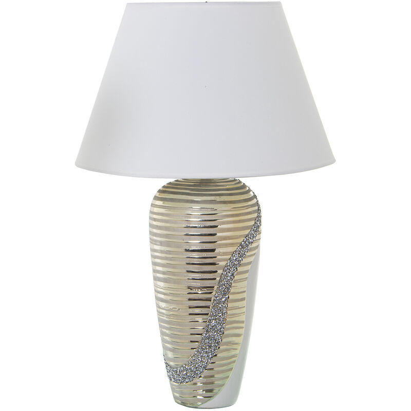 Fijalo - Lampe de Table en Céramique Blanc/Champagne+52656,1Xe27,Max4 °35X56 Cm, Base:18X12X42 Cm